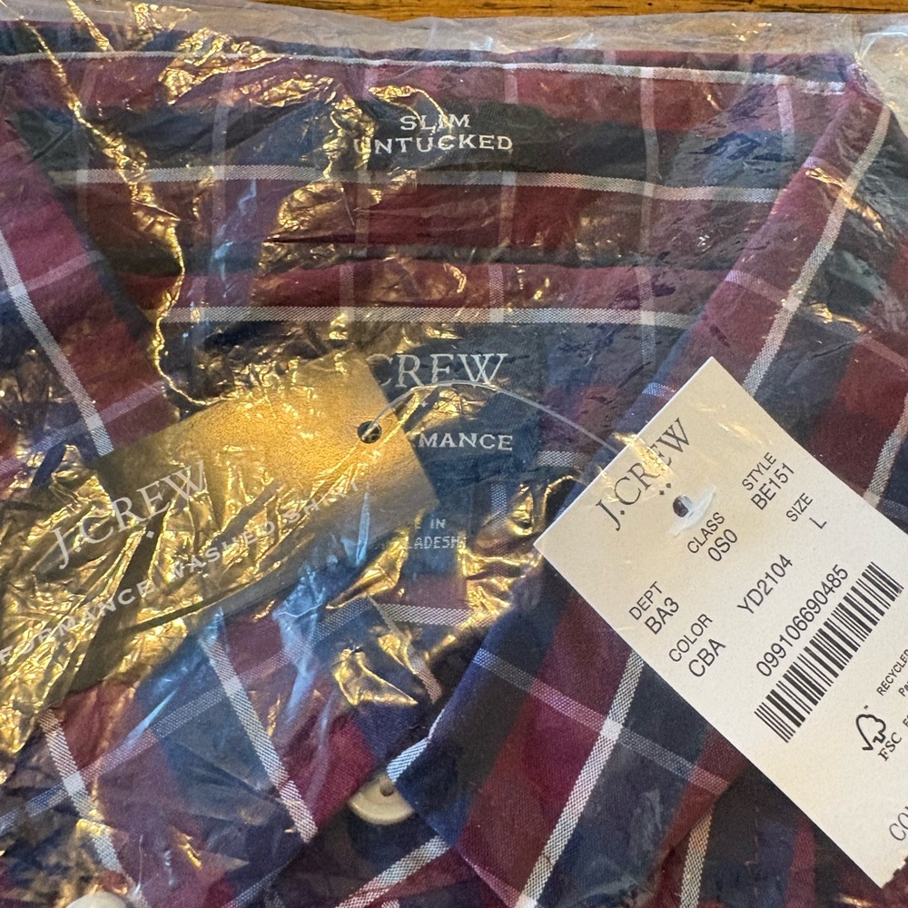 J. Crew Men's Checkered Shirt - Burgundy and Navy - Picture 2 of 2